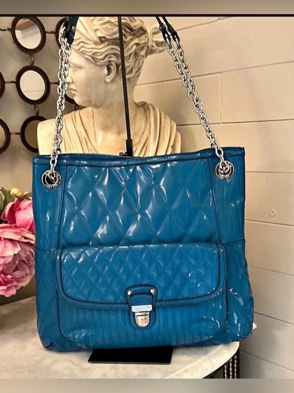 Coach Quilted Shoulder Bag in Blue